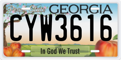 GA license plate CYW3616