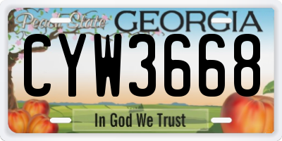 GA license plate CYW3668