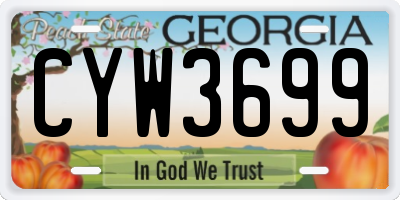 GA license plate CYW3699