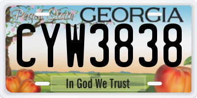 GA license plate CYW3838
