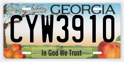 GA license plate CYW3910