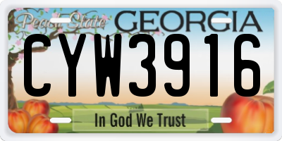 GA license plate CYW3916