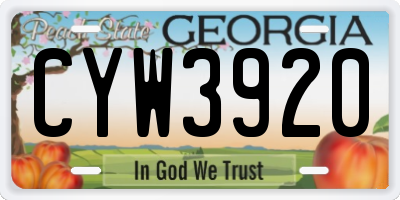GA license plate CYW3920