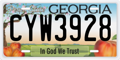 GA license plate CYW3928
