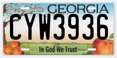 GA license plate CYW3936