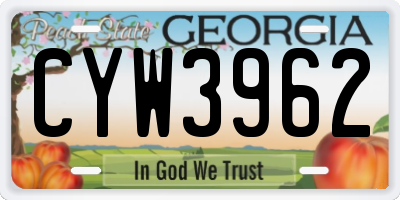 GA license plate CYW3962