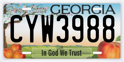GA license plate CYW3988
