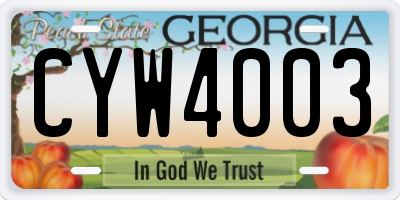 GA license plate CYW4003