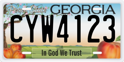 GA license plate CYW4123