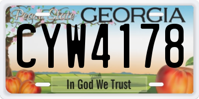 GA license plate CYW4178