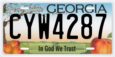 GA license plate CYW4287