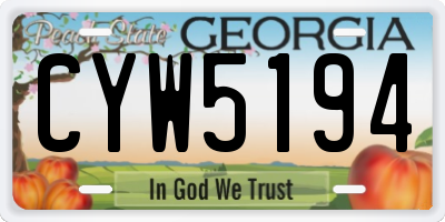 GA license plate CYW5194