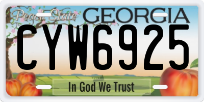 GA license plate CYW6925