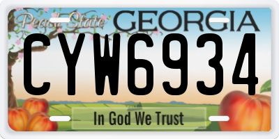 GA license plate CYW6934