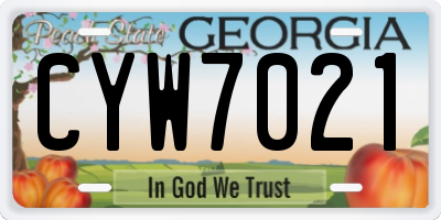 GA license plate CYW7021