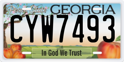 GA license plate CYW7493