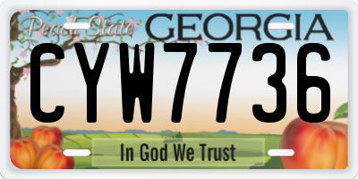 GA license plate CYW7736