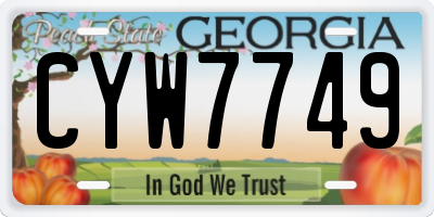 GA license plate CYW7749