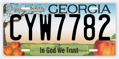 GA license plate CYW7782