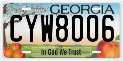 GA license plate CYW8006