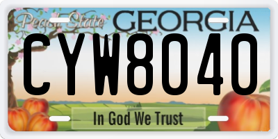 GA license plate CYW8040