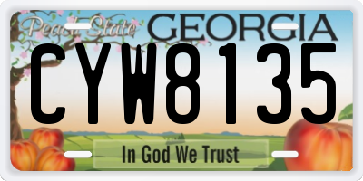 GA license plate CYW8135