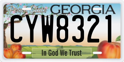 GA license plate CYW8321