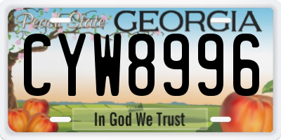 GA license plate CYW8996