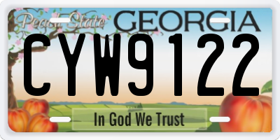 GA license plate CYW9122