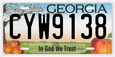 GA license plate CYW9138