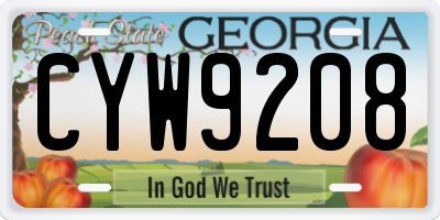 GA license plate CYW9208