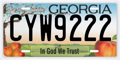 GA license plate CYW9222