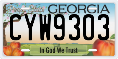 GA license plate CYW9303