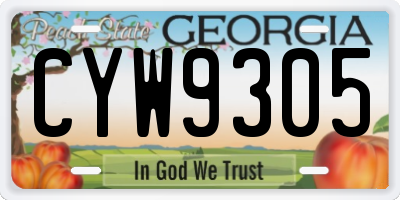 GA license plate CYW9305