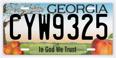 GA license plate CYW9325