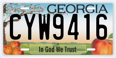 GA license plate CYW9416