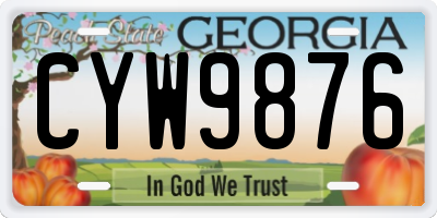 GA license plate CYW9876