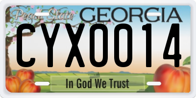 GA license plate CYX0014