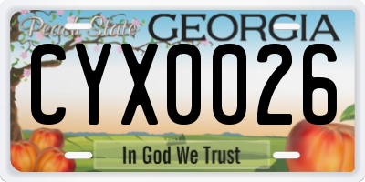 GA license plate CYX0026