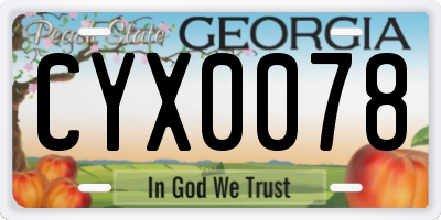 GA license plate CYX0078