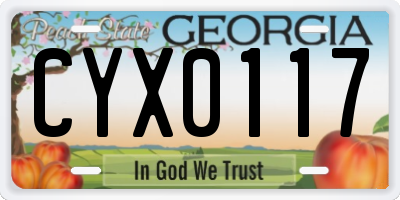 GA license plate CYX0117