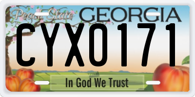 GA license plate CYX0171