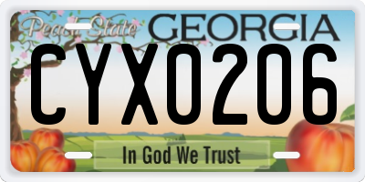 GA license plate CYX0206