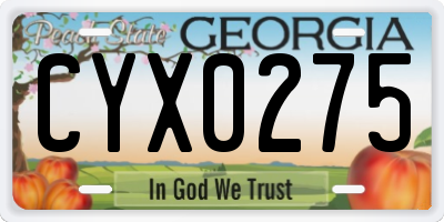 GA license plate CYX0275