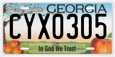 GA license plate CYX0305