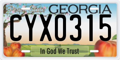GA license plate CYX0315