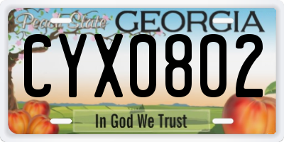 GA license plate CYX0802