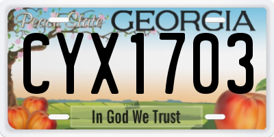 GA license plate CYX1703