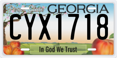 GA license plate CYX1718