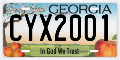 GA license plate CYX2001